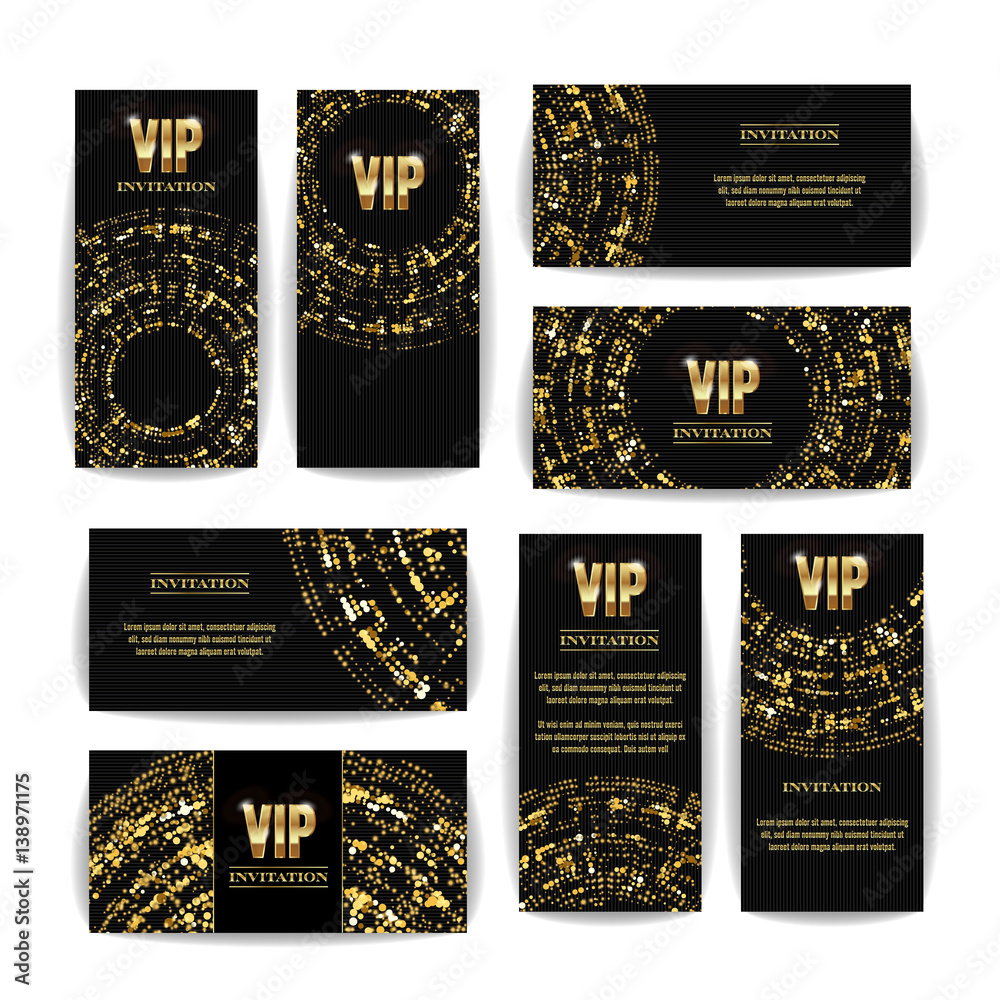 VIP Invitation Card Vector Set. Party Premium Blank Poster Flyer. Black  Golden Design Template. Decorative Vector Background. Elegant Template  Luxury Invitation. Stock Vector | Adobe Stock, image size:1000x1000
