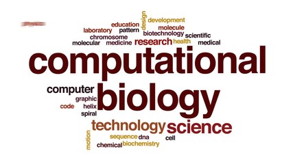 Wall Mural - Computational biology animated word cloud, text design animation.