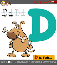 Letter D With Cartoon Dog