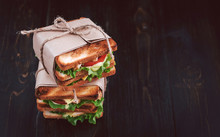 Delicious Homemade Sandwich In Rustic Style