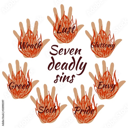 Fotomural Seven deadly sins. Vector illustration
