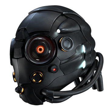 3D rendering science fiction helmet on white background