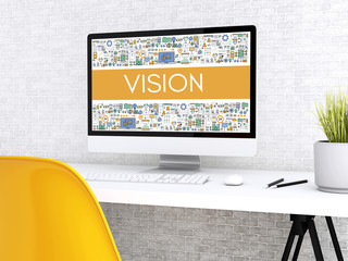 Poster - 3d Computer with word VISION.