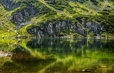 Sticker -  The Wildseeloder mountain reflected in Wildsee , area Kitzbüheler Alps ,Fieberbrunn, Tyrol, Austria