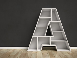 Wall Mural - Letter A shaped shelves 3d rendering