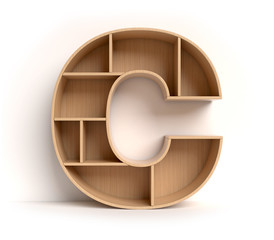 Shelf font 3d rendering letter C