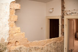 Fototapeta Na drzwi - Flat renovation, demolition of the partition wall to create a single larger room