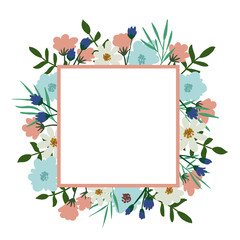 Wall Mural - Floral frame. Flower bouquet vintage cover. Flourish card with with place for your text