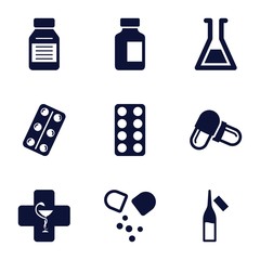 Wall Mural - Set of 9 pharmaceutical filled icons