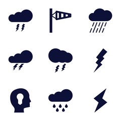 Canvas Print - Set of 9 storm filled icons