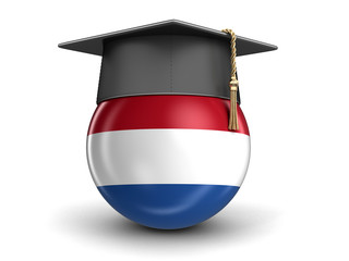 Poster - Graduation cap and Netherlands flag. Image with clipping path