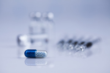 Healthy, Close up of Pills, Tablets, Capsule, Medical background