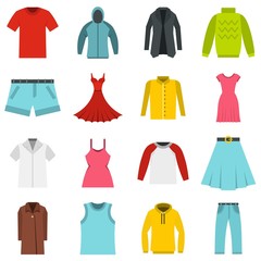 Different clothes set flat icons