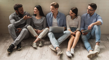 Wall Mural - Young people with gadgets