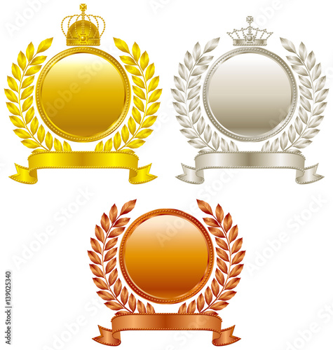 金 銀 銅 王冠エンブレム Stock ベクター Adobe Stock