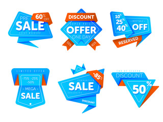 Canvas Print - Special offer sale tag discount symbol retail sticker sign price set isolated on white background, modern graphic style vector illustration. Big sale with wow offer badge set