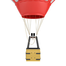 3d Rendering Of An Air Balloon Basket With Gas Burners Isolated On White Background.