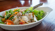 Pork Vermicelli Salad on dish, Spicy vermicelli