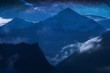 Milky way in a night sky above Tetnuldi mountain