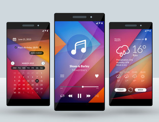 Wall Mural - mobile interface wallpaper design. set of abstract vector backgrounds. modern smartphone application
