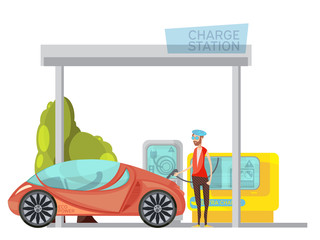 Poster - Electro Car Flat Illustration