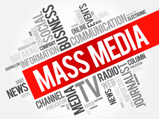 Aufkleber - Mass media word cloud collage, technology business concept background