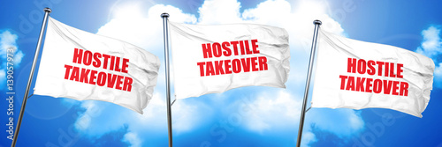 Fotografie, Obraz hostile takeover, 3D rendering, triple flags