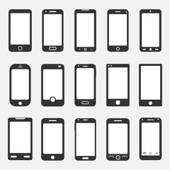 Poster - smartphone icons set, vector illustration on white background