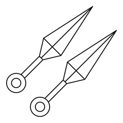 Kunai ninja throwing daggers icon, outline style