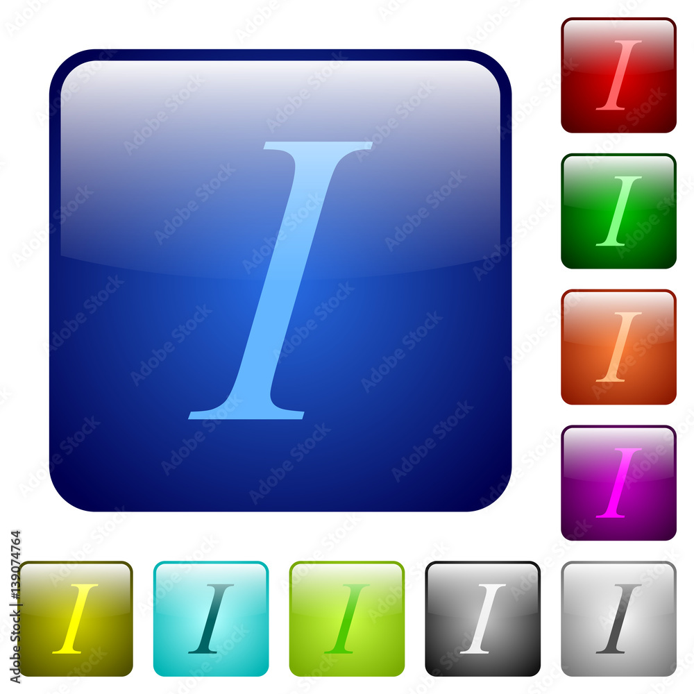 Italic font type color square buttons Stock Vector | Adobe Stock