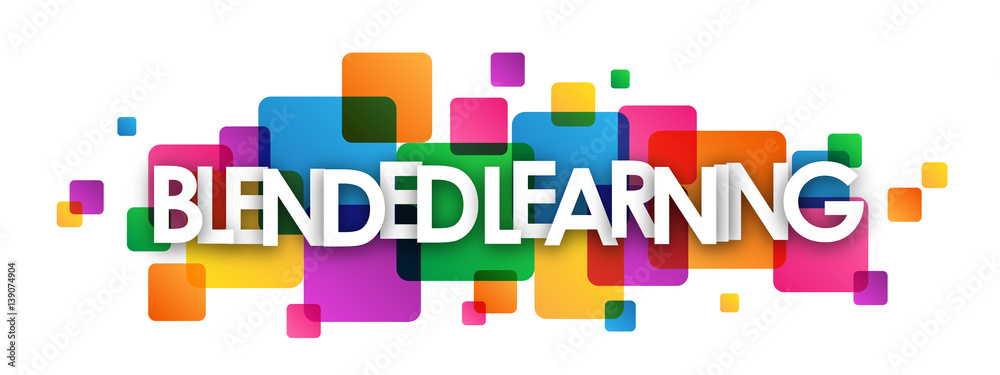 BLENDED LEARNING Colourful Vector Letters Icon - obrazy, fototapety, plakaty 