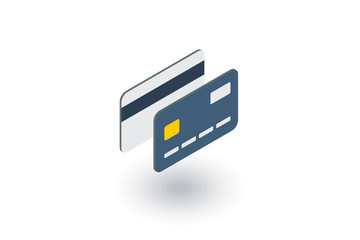 bank card isometric flat icon. 3d vector colorful illustration. Pictogram isolated on white background