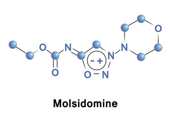 Canvas Print - Molsidomine is a long acting vasodilating drug. It is metabolized in the liver to the active metabolite linsidomine. 