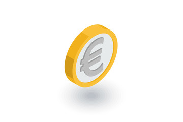 Wall Mural - euro coin, currency isometric flat icon. 3d vector colorful illustration. Pictogram isolated on white background