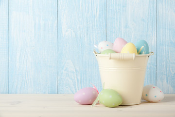 Poster - Easter colorful eggs in a bucket