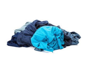 Wall Mural - Stack of clothes on white background, closeup