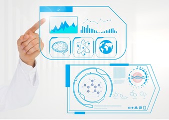 Poster - Doctors hand touching digitally generated medical interface