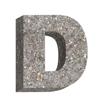 One letter from granite alphabet set isolated over white. 3D illustration.