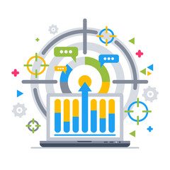 Fototapete - chart analytics target. flat design modern vector illustration.
