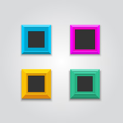 Wall Mural - colored photo frames, set of patterns, isolated on a wall. vector illustration eps 10. isolated on w