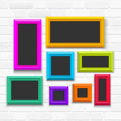 Wall Mural - picture frame template set isolated on wall. vector illustration eps 10. isolated on white backgroun