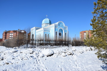 Synagogue in Astana, capital of Kazakhstan, in winter