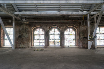 the building of the old hydroelectric plant.repair the old ruined building with windows