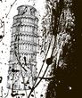 Leaning Tower sketch hand drawn ink spots