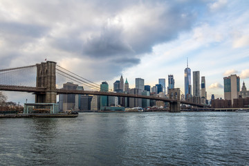 Sticker - Brooklyn Bridge and Manhattan Skyline - New York, USA