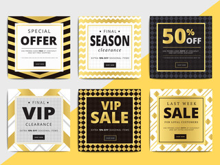 Poster - Creative luxury square social media web banners for cell phone or newsletter ad. Email promotion or sale background for online shop, store. Promotional offer flyer layout. Vector template design.