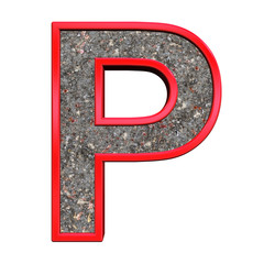 Aufkleber - One letter from corroded steel with red frame alphabet set, isolated on white. 3D illustration.