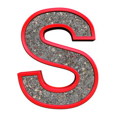 Aufkleber - One letter from corroded steel with red frame alphabet set, isolated on white. 3D illustration.