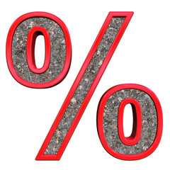 Leinwandbilder - Percent sign from corroded steel with red frame alphabet set, isolated on white. 3D illustration.