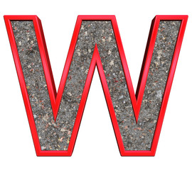 Aufkleber - One letter from corroded steel with red frame alphabet set, isolated on white. 3D illustration.